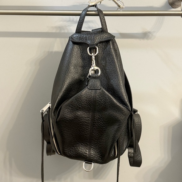 Rebecca Minkoff Julian Black pebbled Leather Backpack with Silver Accents - Picture 2 of 12
